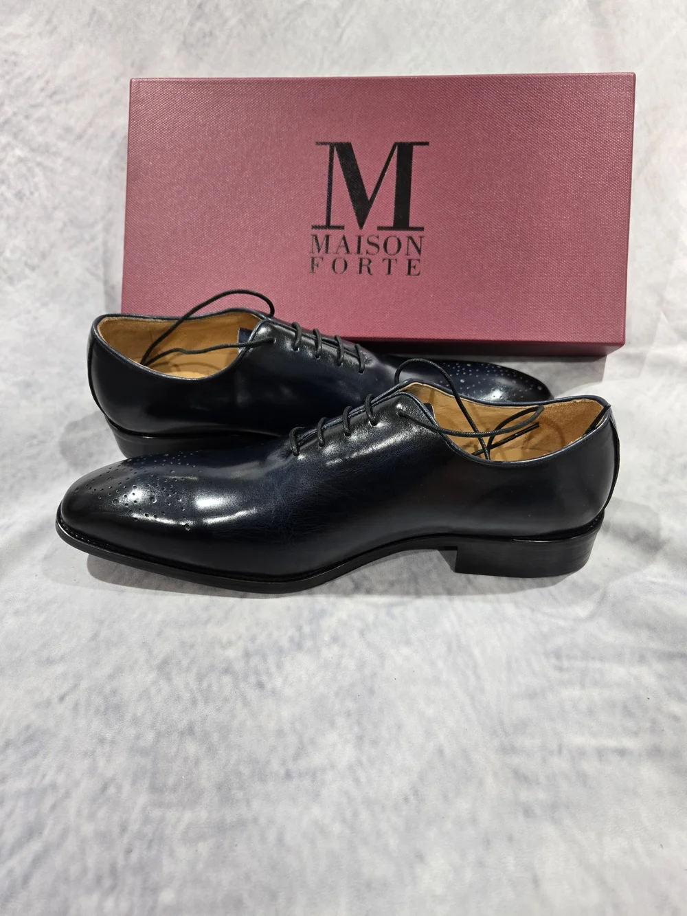 Maison Forte navy blue wholecut oxford dress shoes